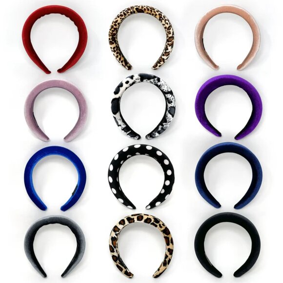 NWOT Magda Padded Grey Leopard Print Velvet Headband - Picture 6 of 7